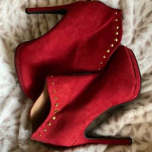 Red ankle boots , 9.5
